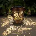 Hummingbird Solar Lantern Outdoor Hanging Sunflower Lights Gifts for Women Mom Metal Garden Decor Outside Waterproof LED Lanterns for Patio