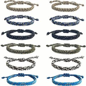 YANMIN 12 pcs Braided Friendship Bracelets for Teen Boys Adjustable Paracord Bracelets Handmade Goody Bag Stuffers Easter Basket Filler Tween Teenager Birthday Christmas Camping Party Favors