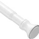Amazer Spring Tension Shower Curtain Rod, 54-90 Inches Rust-Resistance Tension Curtain Rod Bathroom Rod, Adjustable Shower Curtain Rod No Drill, White