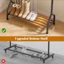 EAGMAK Sturdy Clothing Racks with Shelf, Metal Clothes Rack with Leveling Feet for Hanging Clothes, Freestanding Garment Coat Rack for Bedroom, Apartment & Small Spaces, Black