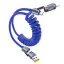 4-in-1 Coiled USB C Cable for Car 5FT [240W Fast Charging] Compatible with Lightning Cable [CarPlay & Android Auto] Multi Charger Cord Combo with L/Type C/USB A Ports for iPhone/iPad (Blue)
