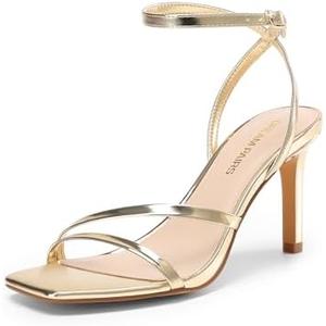 DREAM PAIRS Women’s High Stilettos Heels Open Toe Square Sandals Ankle Strap Pumps Sexy Comfort Strappy Dress Shoes Party Wedding Heeled Sandals, Size: 8.5