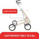 byACRE Carbon Ultralight Rollator Walker with Organizer Bag, Regular Track, 16.5" x 24" Seat (W x H), Oyster White