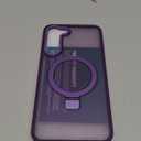 for Samsung Galaxy S23 Plus Case with 360Rotatable Magnetic Ring Stand Compatible with Mag-Safe Military Protection Matte Translucent Phone Cases for Galaxy S23 Plus,Purple