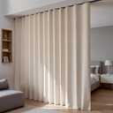 Room Divider Blackout Curtains Flexible Sliding Tracks Sets Ceiling Mounted Rod Window Curtain Privacy Separation for Bedroom Living Rooms,1 Panel Beige Drape and Black Track Set- W108xH72 in