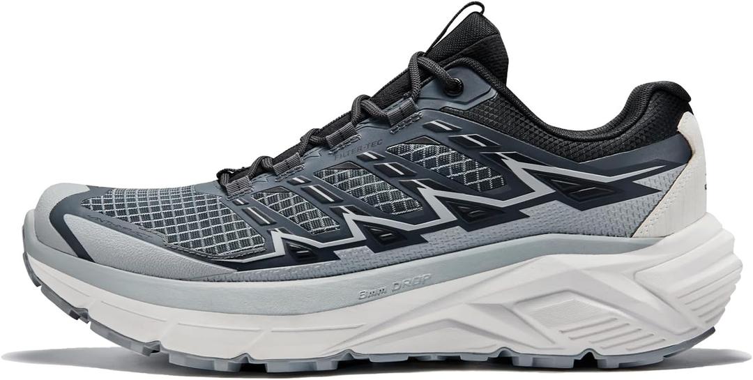 KAILAS Men's Expedition MAX FLT Cushioned Waterproof Trail Running Hiking Shoes Anti-Slip Outdoor Mountaineering Shoe (10, Black/Peak Cloud White)