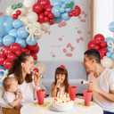 CROSSFINGERS Cherry Red and Blue Balloon Garland Arch Kit,150pcs Bow Light Mist Blue Red White Balloons Arch Kit for Cherry Birthday Baby Shower Wedding Galentine's Bridal Shower Party Decorations