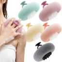 5 Packs Bath Sponge Shower Loofah, 2 in 1 Exfoliating Body Scrubber Exfoliator Net Sponges with Finger Rings, Super Soft Sunflower Suction Cup Bath Ball for Women Men (Pink+Yellow+Green+Purple+Gray)