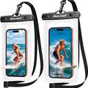 Hiearcool Waterproof Phone Pouch, Waterproof Phone Case with Crossbody Lanyard Compatible for iPhone 17 16 15 14 13 Pro Max Up to 8.3", Cellphone Dry Bag Travel Essentials for Beach -Clear-2Pack