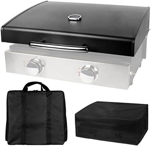 5011 Hard Cover Hood with Temperature Gauge for Blackstone 22 inch Table Top Griddle, Griddle Lid and Heavy Duty Grill Cover & Bag for Blackstone 22" Table Top Griddles, Black