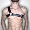 Harness Belt Costume for Men, PU Leather Body Chest for Men, Sexy Punk Body Adjustable Buckle Clothes Outfits, Nightclub Cosplay Clubwear (Black)