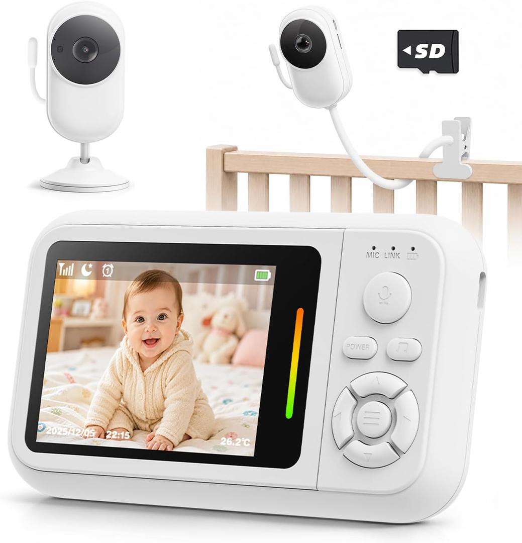 Baby Monitor with Camera and Audio, 2.8" Screen No WiFi Baby Monitor for Nursery and Travel, Portable Baby Camera Monitor with Auto Night Vision, VOX, 2-Way Talk, Temperature Sensor & Lullabies