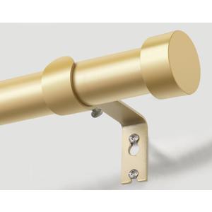 KAMANINA Barra de cortina dorada de 32 a 58 pulgadas (2.6 a 4.8 pies), barras de cortina resistentes de 1 pulgada para ventanas, cortineros ajustables modernos con tapa de extremo (32 a 58 pulgadas)