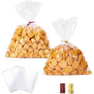 Aegero Cello Cellophane Treat Bags, 200 Pcs 6x10Inches Clear Cellophane Bags with 200 Twist Ties for Gift Wrapping,Packaging Candies,Dessert,Bakery,Party Favors