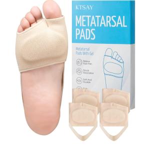 KTSAY 2 Pairs Metatarsal Pads with Gel Pad for Women and Men, Foot Pads for Ball Pain Relief, Morton's Neuroma, Metatarsalgia Support(Black,Large)