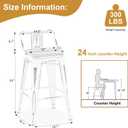 Andeworld Bar Stools Set of 4 Counter Height Stools Industrial Metal Barstools with Wooden Seats(24 Inch, Distressed White)