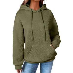 EVALESS Womens Hoodies Casual Long Sleeve Drawstring Jacquard Sweatshirt Pullover Tops Loose Outfits Clothes (Medium, Green)