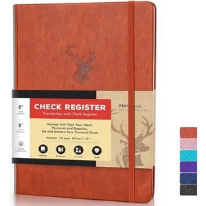 Molekaus Accounting Ledger Book Check Registers for Personal Checkbook Register for Personal or Business, Large Size Hardcover Registers Log to Track Payments, Deposits & Finances Transaction Brown (Smaller than A4 (7" x 10"))