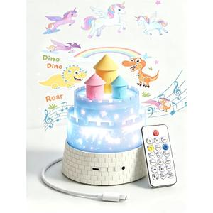 Projection Night Lights for Kids, 3-in-1 Carousel Star Nightlight for Bedroom, 23 Soothing Films with 12 Lullabies, Portable Rechargeable 1800mAh Rotating Night Light with Remote, Auto-Off Timer
