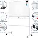 Large Dry-Erase Rolling Magnetic Whiteboard - 48 x 32 Inches White Board Height Adjust Double Sides Mobile Portable Easel on Wheels, Dry Erase Board with Stand for Office, Home & Classroom