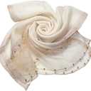 Womens Scarves Lightweight Silk Scarf Shawls and Wraps for Evening Dresses Summer Beach Wedding Shawl gifts (Beige With Pearl)