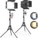 2 Pack Led Video Light Panel Lighting Kit with Barn Doors, 8000mAh Rechargeable Camera Light, 2500K-8500K Photo Light for Outdoor Indoor Photography Video Recording Live Streaming Zoom Calls