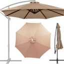 Patio Umbrella Canopy, Universal Replacement Cover for 10 Feet 8- Ribs Outdoor Round Patio Market Umbrella Parasol Canopy Top Sun Shade Accessory, 300D UV Protective And Water Resistant (Champagne)