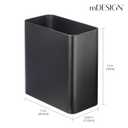 mDesign Decorative Trash Can, 12" x 6.25" x 13", Black Steel, 10 Liter/2.6 Gallon Capacity