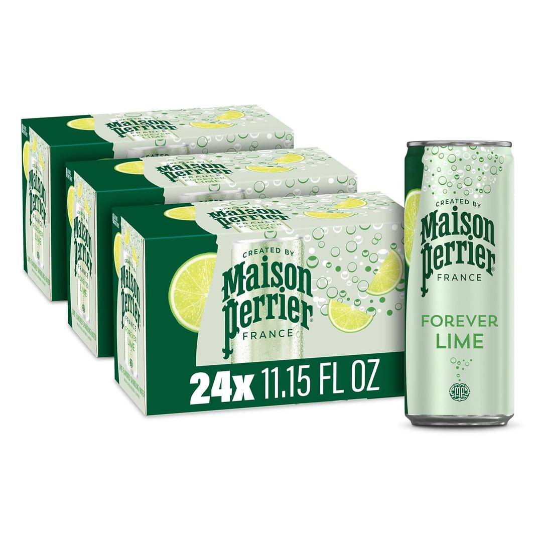 Maison Perrier Forever Lime Flavored Sparkling Water, 11.15 Fl Oz Cans, 8 Count, 3 Pack (EXP 09/29/27)