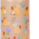 Capybara Water Bottle with Straw - 510ml/18oz Cute Stainless Steel Water Bottles,Capybara Cup Insulated and Cold-keeping,Bpa-free Water Bottle,Capybara Stuff Gifts for Boys Girls Outdoor Sports