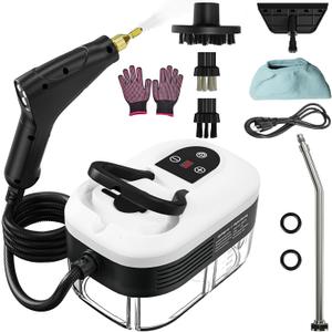 Portable Steam Cleaner, 2500W Pressurized Handheld Steam Cleaner with 1.2L Water Tank, 6 Levels Steam Output, Cleaning Steamer for Cleaning Home Furniture, Bathroom, Car Detailing (White)