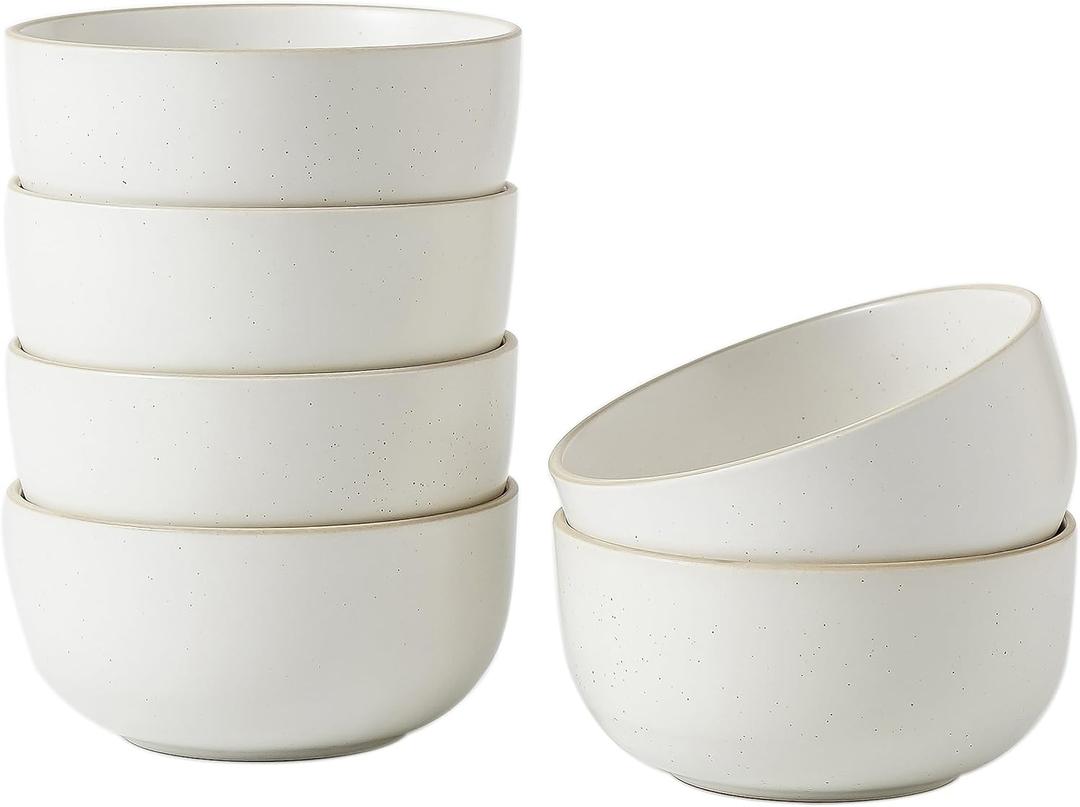 S&Q'S CERAMICS Ceramic Small Bowls for Kitchen, Set of 6, 9 ounces Small Ceramic Bowls for Condiments, Dipping, Side Dishes (Glazed Matte Off-White)