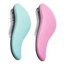 WYNK Detangling Brush 2-Pack for Adults & Kids - Green & Pink Hairbrush for Wet/Curly/Thick Hair, Gentle Knot Remover with Scalp Massage