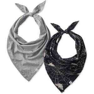 Pet Passion Bandit - The PET Bandana 100% Organic Cotton Pet Bandanas Clothes for Dogs, 2-Pack Batty Black, X-Small/Small