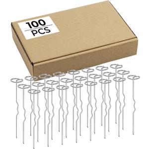 100 Pcs Heavy Duty Landscape Staples, 6 Inch Galvanized Garden Stakes with Circle Top W-Shaped Ground Pins for Weed Barrier Fabric, Securing Sod, Artificial Turf & Landscaping