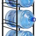 OYEAL 5 Gallon Water Bottle Jug Holder 3-Tier Water Bottle Holder Organizer with Top Shelf, Heavy Duty Water Dispenser Stand Rack for Kitchen Living Room Office, Rustic Brown