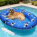 61"x 43" Dog Pool Float Raft with Handle & Rope, Heavy Duty Inflatable Pet Float for Small Medium Large Dogs Up to 150 Lbs, Dog Floaties for Pool, Beach, Lake, River