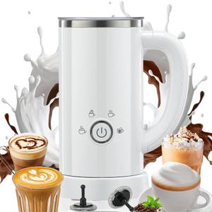 Milk Frother and Steamer, Electric 4-in-1 Hot and Cold Foam Maker, Automatic Milk Warmer with Two Whisks for Latte Cappuccino Hot Chocolate, 10.1oz/300ml