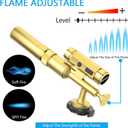 Brass Butane Torch Kitchen Blow Lighter, Culinary Torches Chef Cooking Professional Adjustable Flame with Reverse Use for Creme, Brulee, BBQ, Baking,Butane Fuel Not Included