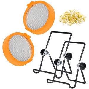 Lulonpon Sprouting Lids Growing Kit, Screen Sprout Lids with Stand, Sprouting jar kit for Sprouting, Sprouting Bean Seeds, Sprouting Kit