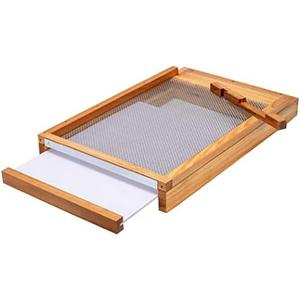 BeeCastle Beehive Screened Bottom Board Dipped in 100% Beeswax,Screened Bottom Board with Solid Wood (8-Frame)