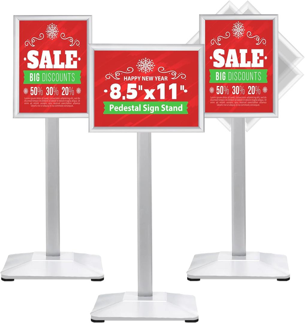 8.5x11 Pedestal Sign Holder Stand, 3Pack Heavy Duty Floor Sign Stand