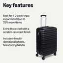 Amazon Basics 26" Hardside Medium Checked Luggage, Expandable For Up to 15% More Space, With Scratch-Resistant Surface, Four Multi-directional Wheels, Black