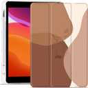 MAYCARI Minimalist Line Brown Case for iPad 9.7 inch 2017/2018 with Pencil Holder, Abstract Line Art iPad 5th/6th Generation Soft TPU Back Protective Case, Auto Sleep/Wake Cover Slim Shell for Women