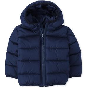 The Children's Place Baby and Toddler Boys' Medium Weight Wind-Resistant, Water-Resistant Puffer Jacket (18-24 Months, Navy)