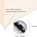 2 Pack Door Stoppers, Adhesive Floor Door Stops No Drill Stainless Steel Door Stoppers for Bottom of Door Doorstop Wall Protector with Rubber Bumper, Brushed Nickel