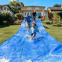 32.8ft x 9.8ft Slip Lawn Water and Slide Tarp with 22 pcs Metal Stakes for Adults and Teens Lawn Water Slide Heavy Duty Waterproof for Summer Outdoor Fun Water Slip Play