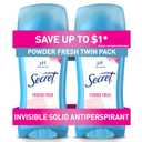 Secret Anti-Perspirant Deodorant Invisible Solid Powder Fresh, Twin Pack 5.20 oz