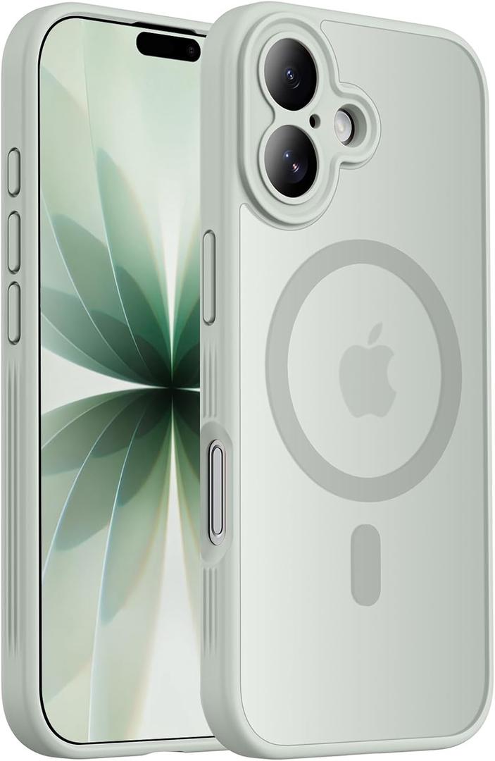Designed for iPhone 17 Case, Compatible with MagSafe, [Camera Protection] [15FT Military Droptection] Shockproof Translucent Matte Anti-Slip Phone Case, 6.3", Calke Green