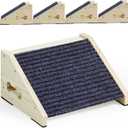 4 Pack Wooden Dog Ramp for Stairs Suits for Small Medium Large Dogs Cats, Pet Steps for Staircase Ramp for Dogs Cats, Need Installation(Gray, S: 11.8 * 9.8 * 5.9 inches)